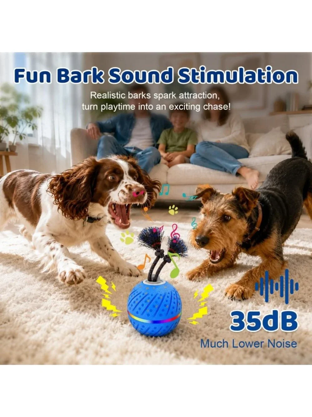 Interactive Dog Toy Ball for Aggressive Chewers - Durable E-TPU, Medium & Large